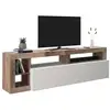 Image de Meuble tv arkangel, buffet de salon, armoire basse pour tv, base murale de rangement, made in italy, 184x42 h58 cm, blanc brillant et acacia Arkangel