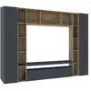 Image de Système mural austis, meuble tv 3 portes, meuble de salon polyvalent, 100% made in italy, 270x35h210 cm, anthracite et chêne Austis