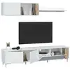 Image de Meuble Tv Effet Bois Beige, Blanc 210x40 Cm