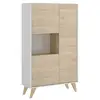 Image de Buffet boario, buffet de salon haut, buffet de salon moderne avec 3 portes, 81x43h135 cm, chêne et blanc 691