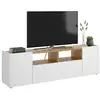 Image de Meuble tv etna, buffet bas de salon, buffet de salon pour télévision, 142x35h44 cm, blanc et chêne noeud 638