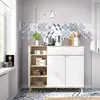 Image de Buffet Aleandro 120x40xh102 cm Blanc Chêne