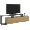 Image de Meuble tv argon, buffet bas de salon, buffet de salon pour télévision, 165x40h47 cm, chêne nodi et anthracite Argon