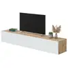 Image de Meuble tv vincennes, meuble tv 2 portes, meuble de salon suspendu, 180x35h28 cm, chêne noué et blanc 638