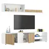 Image de Meuble Tv Effet Bois Blanc, Beige 180x33 Cm