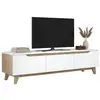 Image de Meuble tv cor, buffet de salon, armoire basse pour tv, base murale de rangement, 180x35h49 cm, blanc et noyer 638