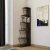 Image de Dmora - Bibliothèque Erminia 50x22xh150 cm Anthracite Noir Panneau effet bois et Métal