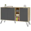 Image de Buffet Effet Bois Beige, Anthracite 142x36 Cm