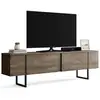 Image de Meuble Tv Effet Noyer, Noir 180x30 Cm