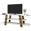 Image de Meuble Tv Effet Bois Beige, Blanc 120x34 Cm