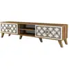 Image de Meuble Tv Effet Bois Beige, Blanc 180x35 Cm