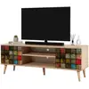 Image de Meuble Tv Effet Bois Beige, Multicolore 140x40 Cm