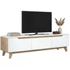 Image de Meuble Tv Effet Bois Blanc, Beige 180x35 Cm