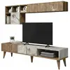 Image de Meuble Mural Effet Bois Beige, Marbre Blanc 180x35 Cm