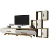 Image de Meuble Mural Effet Bois Beige, Blanc 205x37 Cm