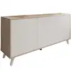Image de Buffet annina, buffet du salon, commode de salon, garde-manger de cuisine, 154x40h72 cm, chêne clair et blanc Annina