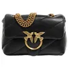 Image de Sac à bandoulière - PINKO - Love - Cuir - Noir - Bride à bouton - Femme