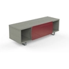 Image de MUNARI meuble TV MK130 jusqu'à 55" Collection CORTINA EASY (Chêne gris / Rouge - bois, Verre et métal)