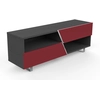 Image de MUNARI meuble TV MK162 jusqu'à 65" Collection CORTINA WAVE (Orme foncé / Rouge - bois et métal)