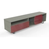 Image de MUNARI meuble TV MK195 jusqu'à 75" Collection CORTINA GAME (Chêne gris / Rouge - bois, Verre et métal)