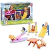 Image de BlueY Parc Playset de Jeux avec 5 Personnages de la Série et Accessoires du Parc Balançoire Toboggan balançoire et Table