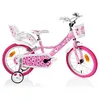 Image de SCH PINK LOVE 16 vélo pour enfants de 5 à 7 ans de 105 à 135 cm avec panier sonnette et porte-enfant rose