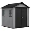 Image de Newton+ 757775 - abri jardin 223x246x230 cm, 2 portes, résine grisenoire evotech+