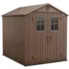Image de Darwin 6x8 - abri jardin 190x221x244 cm, 2 portes, résine marron effet bois evotech+