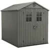 Image de Darwin 6x8 - Abri jardin 190x221x244 cm 2 portes rangement outils effet bois Evotech+ résine verte