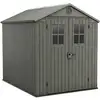 Image de Darwin 6x8 - abri jardin 190x221x244 cm, 2 portes, résine verte effet bois evotech+