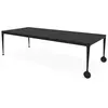 Image de MAGIS table avec roues BIG WILL 280 x 125 cm (Noir mat - Pieds en aluminium mat et plateau en cristal trempé gravé)