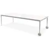 Image de MAGIS table avec roues BIG WILL 280 x 125 cm (Blanc brillant - Pieds en aluminium brillant et plateau en cristal trempé brillant)