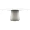 Image de QEEBOO table pour l'extérieur COBBLE BUCKET avec le plateau en HPL 190 cm (Warm white black stratified - Polycarbonate recyclé et HPL)