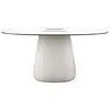 Image de QEEBOO table pour l'extérieur COBBLE BUCKET avec le plateau en HPL 160 cm (Warm white black stratified - Polycarbonate recyclé et HPL)
