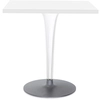 Image de KARTELL table basse TOPTOP plateau carré et pied et base ronds (Blanc - Plateau laminé, base aluminium, jambe en PMM transparent)