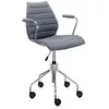 Image de KARTELL chaise à roulettes avec accoudoirs MAUI SOFT TREVIRA (Gris - Tissu Trevira / Structure en acier chromé)