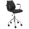 Image de KARTELL chaise à roulettes avec accoudoirs MAUI SOFT TREVIRA (Noir - Tissu Trevira / Structure en acier chromé)
