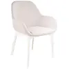 Image de KARTELL fauteuil CLAP MELANGE (Base blanche, siège beige - Tissu et technopolymère thermoplastique)
