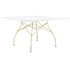 Image de KARTELL table carrée GLOSSY 130 x 130 cm (Blanc - MDF laqué en polyester et acier doré)