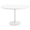Image de KARTELL table MULTIPLO avec plateau rond Ø 118 cm et grande base carrée (Blanc - Aluminium moulé verni et plateau en grès teinte unie)