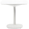 Image de KARTELL table MULTIPLO avec plateau carré 99 cm arrondie et grande base carrée (Blanc - Aluminium moulé et plateau en verre)