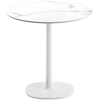 Image de KARTELL table MULTIPLO avec plateau rond Ø 78 cm et petite base carrée (Blanc - Aluminium moulé et plateau en céramique finition marbre)