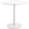 Image de KARTELL table MULTIPLO avec plateau rond Ø 78 cm et petite base carrée (Blanc - Aluminium moulé verni et plateau en grès teinte unie)