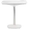 Image de KARTELL table MULTIPLO avec plateau carré 78 cm arrondie et petite base carrée (Blanc - Aluminium moulé et plateau en céramique finition marbre)