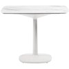 Image de KARTELL table MULTIPLO avec plateau carré 118 cm arrondie et grande base carrée (Blanc - Aluminium moulé et plateau en céramique finition marbre)
