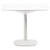 Image de KARTELL table MULTIPLO avec plateau carré 118 cm arrondie et grande base carrée (Blanc - Aluminium moulé et plateau en verre)