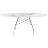 Image de KARTELL table ovale GLOSSY MARBLE 192 x 118 cm (Blanc - Grès finition Marbre et acier chromé)