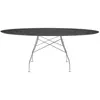 Image de KARTELL table ovale GLOSSY MARBLE 192 x 118 cm (Noir - Grès finition Marbre et acier chromé)