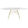 Image de KARTELL table ovale GLOSSY MARBLE 192 x 118 cm (Blanc - Grès finition Marbre et acier doré)