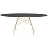 Image de KARTELL table ovale GLOSSY MARBLE 192 x 118 cm (Noir - Grès finition Marbre et acier doré)